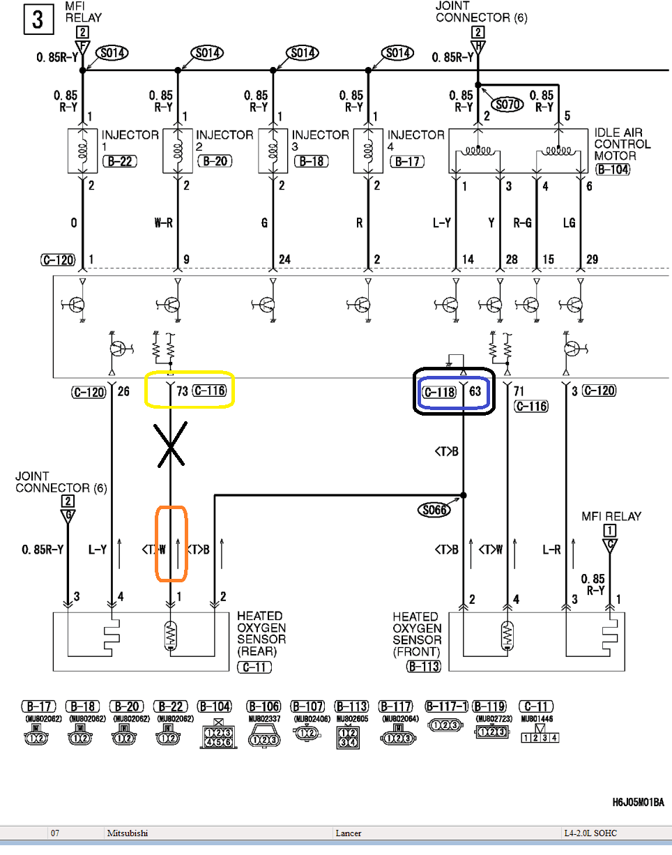 Схема моторной проводки Mitsubishi Lancer 9 1.6: Signal Conection